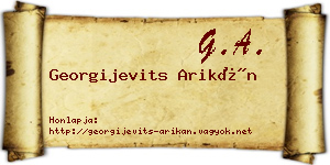 Georgijevits Arikán névjegykártya